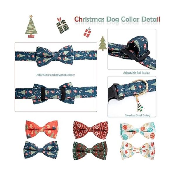 Collar de perro de Navidad de algodón con corbata de lazo_5