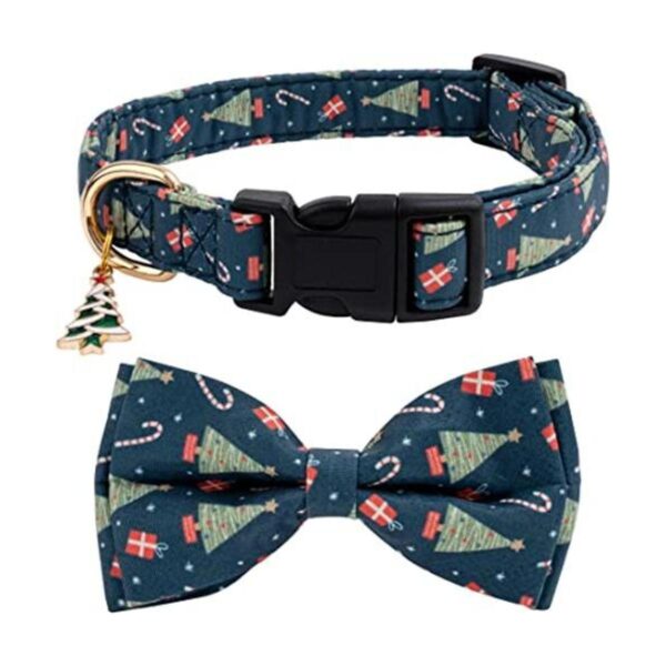 Collar de perro de Navidad de algodón con corbata de lazo_1