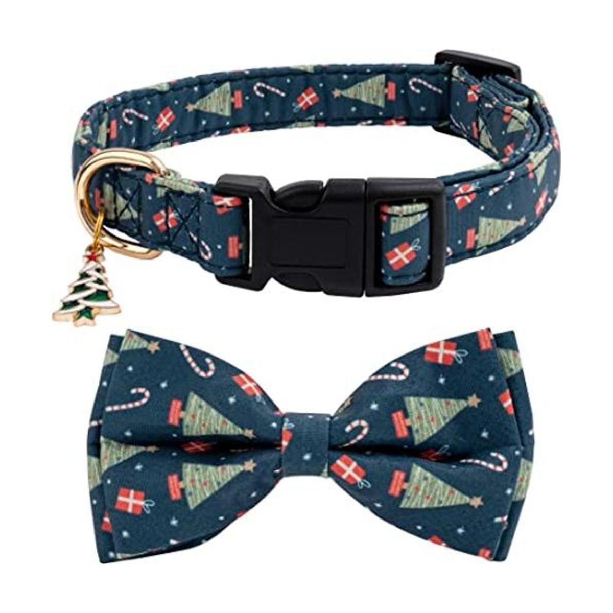 Collar de perro de Navidad de algodón con corbata de lazo