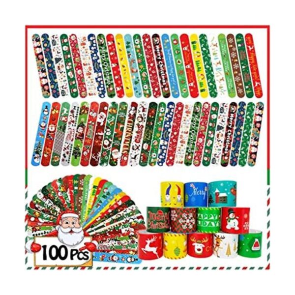 100 pulseras de bofetada de Navidad recuerdos de fiesta_1