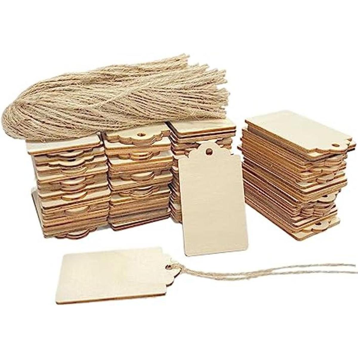 Paquete de 200 etiquetas de madera de 3 pulgadas con