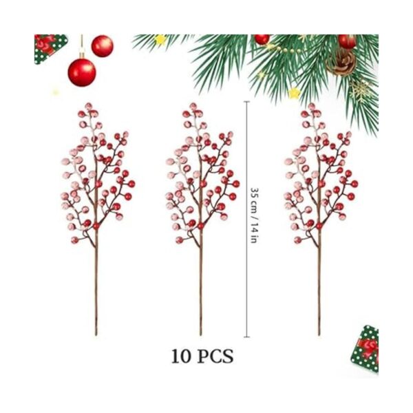Fangoo Paquete de 10 tallos de bayas rojas de Navidad