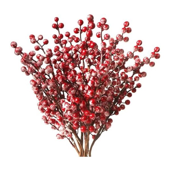 Fangoo Paquete de 10 tallos de bayas rojas de Navidad
