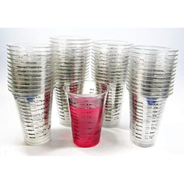 50 vasos desechables de plástico transparente graduado_1