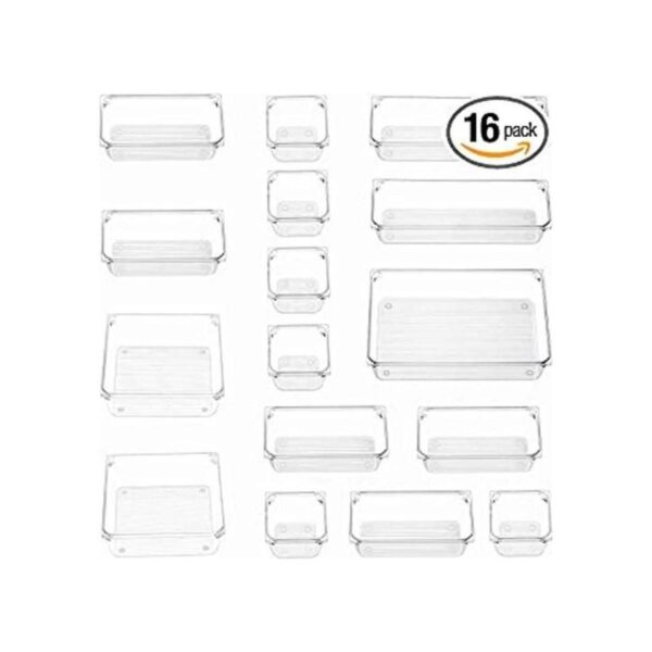Juego de 16 organizadores de cajones de plástico