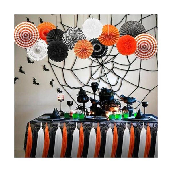 Meiduo Decoraciones de fiesta naranja y negro y blanco