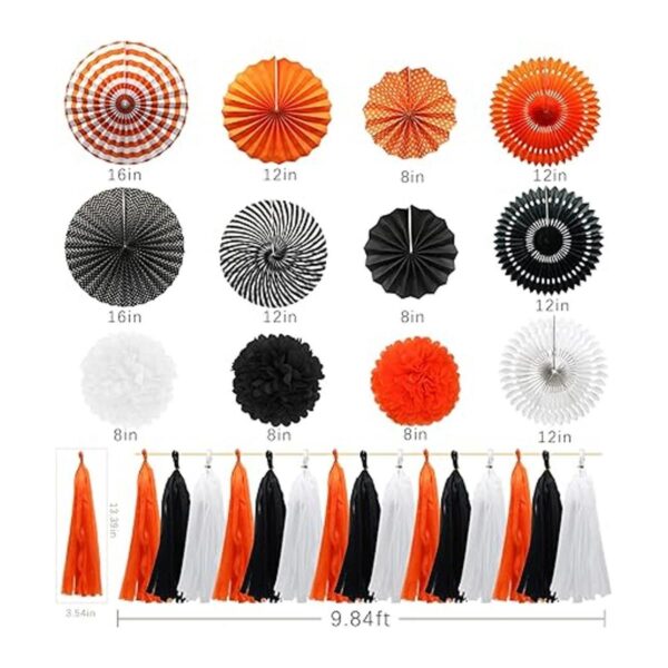 Meiduo Decoraciones de fiesta naranja y negro y blanco