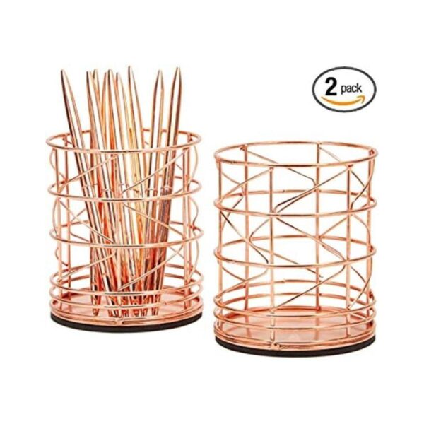 Juvale Paquete de 2 soportes para bolígrafos de color oro_1