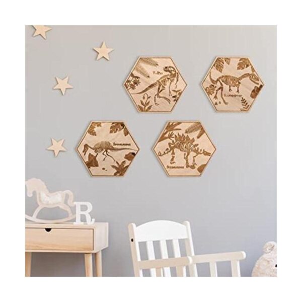 4 piezas de decoración de pared de dinosaurio de 5.1 x 5.9
