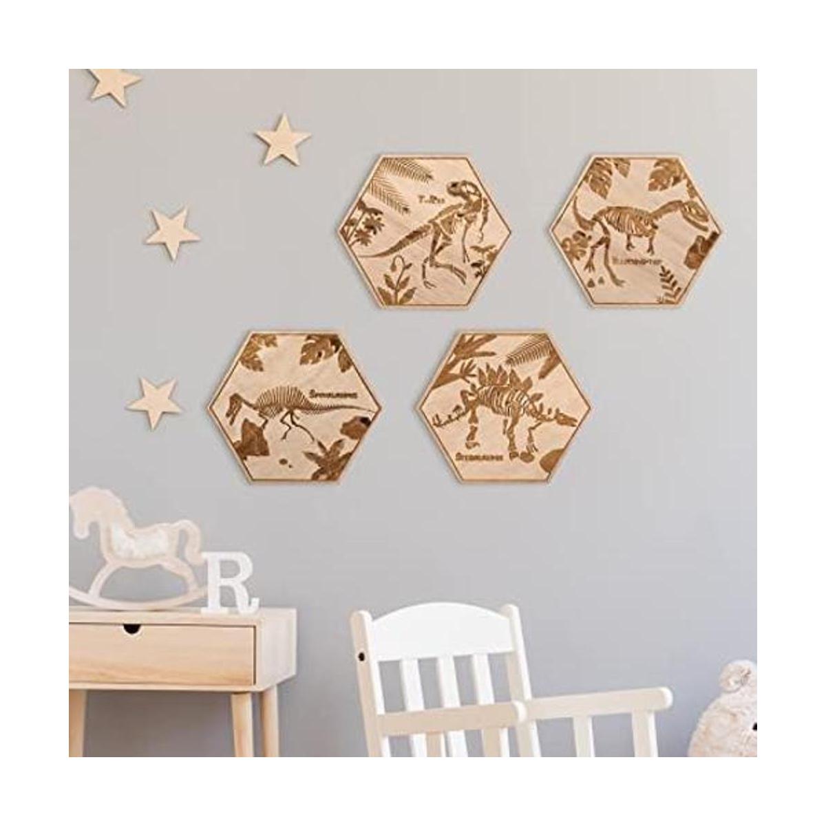 4 piezas de decoración de pared de dinosaurio de 5.1 x 5.9