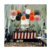 Meiduo Decoraciones de fiesta naranja y negro y blanco