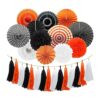 Meiduo Decoraciones de fiesta naranja y negro y blanco