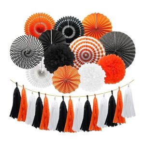 Meiduo Decoraciones de fiesta naranja y negro y blanco
