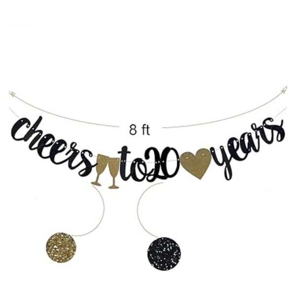 Cheers to 20 Years Banner de papel negro preencordado_2
