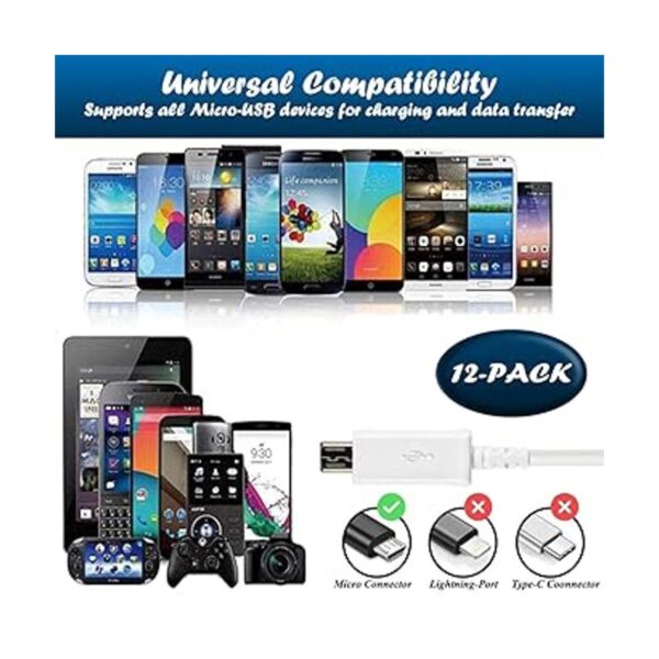 TekSonic Paquete de 12 cables micro USB a USB A para_5