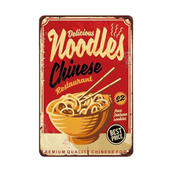 AOYEGO Letrero de estaño de fideos con diseño gráfico de