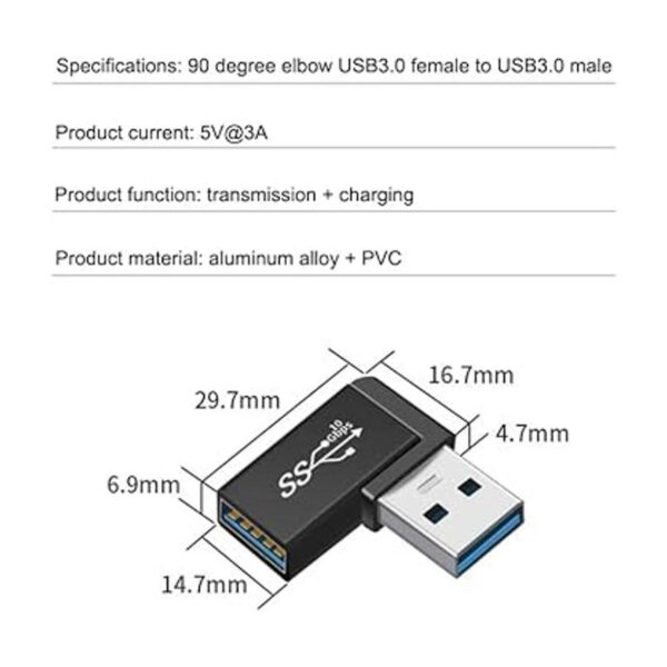 Adaptador de expansión USB 3.0 de ángulo recto de 90_5