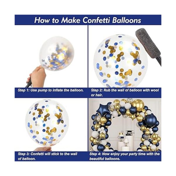 RUBFAC Kit de arco de globos dorados azul marino_3