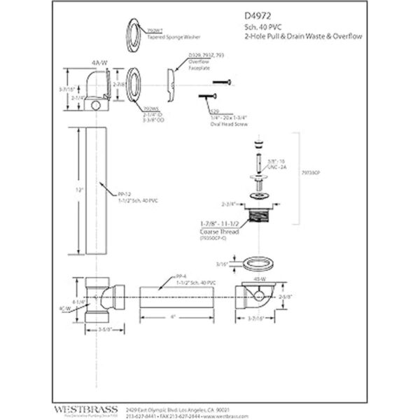 Westbrass D497207 Residuos de baño de PVC con codo de dos_2