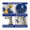 RUBFAC Kit de arco de globos dorados azul marino_4