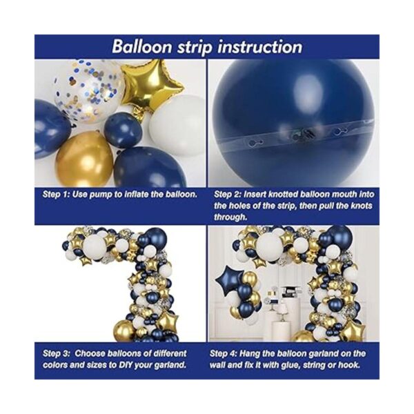 RUBFAC Kit de arco de globos dorados azul marino_4