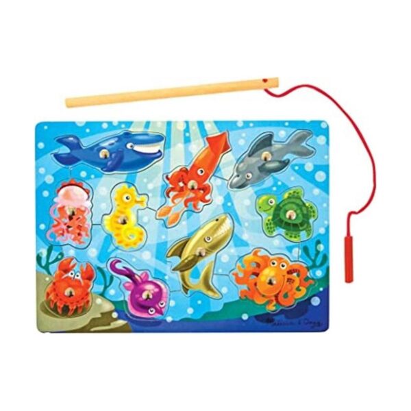 Melissa Doug Juego de pesca magnético de madera y_1
