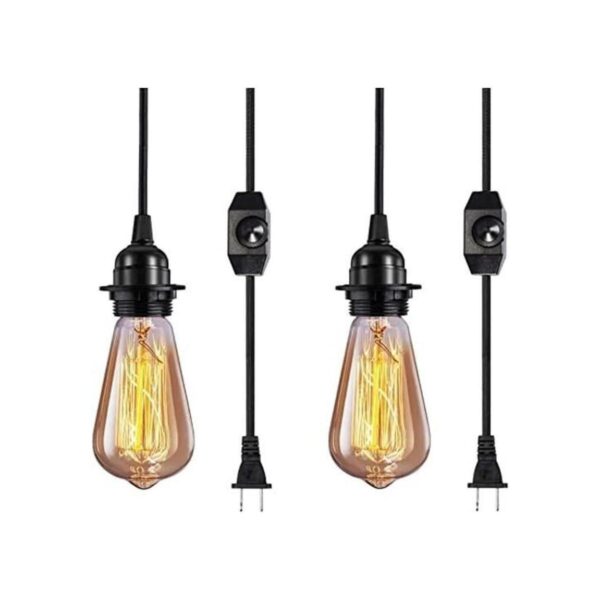 Elibbren Kit de luces colgantes de estilo industrial E26_1