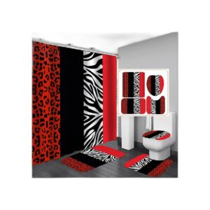 Juego de 4 cortinas de ducha con estampado de leopardo con