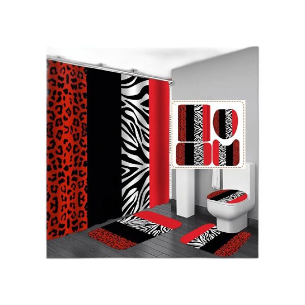 Juego de 4 cortinas de ducha con estampado de leopardo con