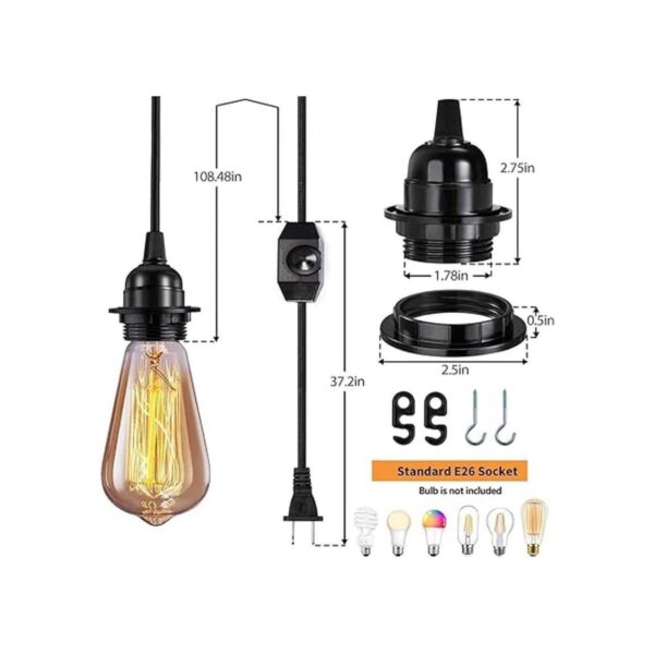 Elibbren Kit de luces colgantes de estilo industrial E26_2