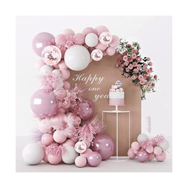 Kit de arco de guirnalda de globos rosa y blanco 104