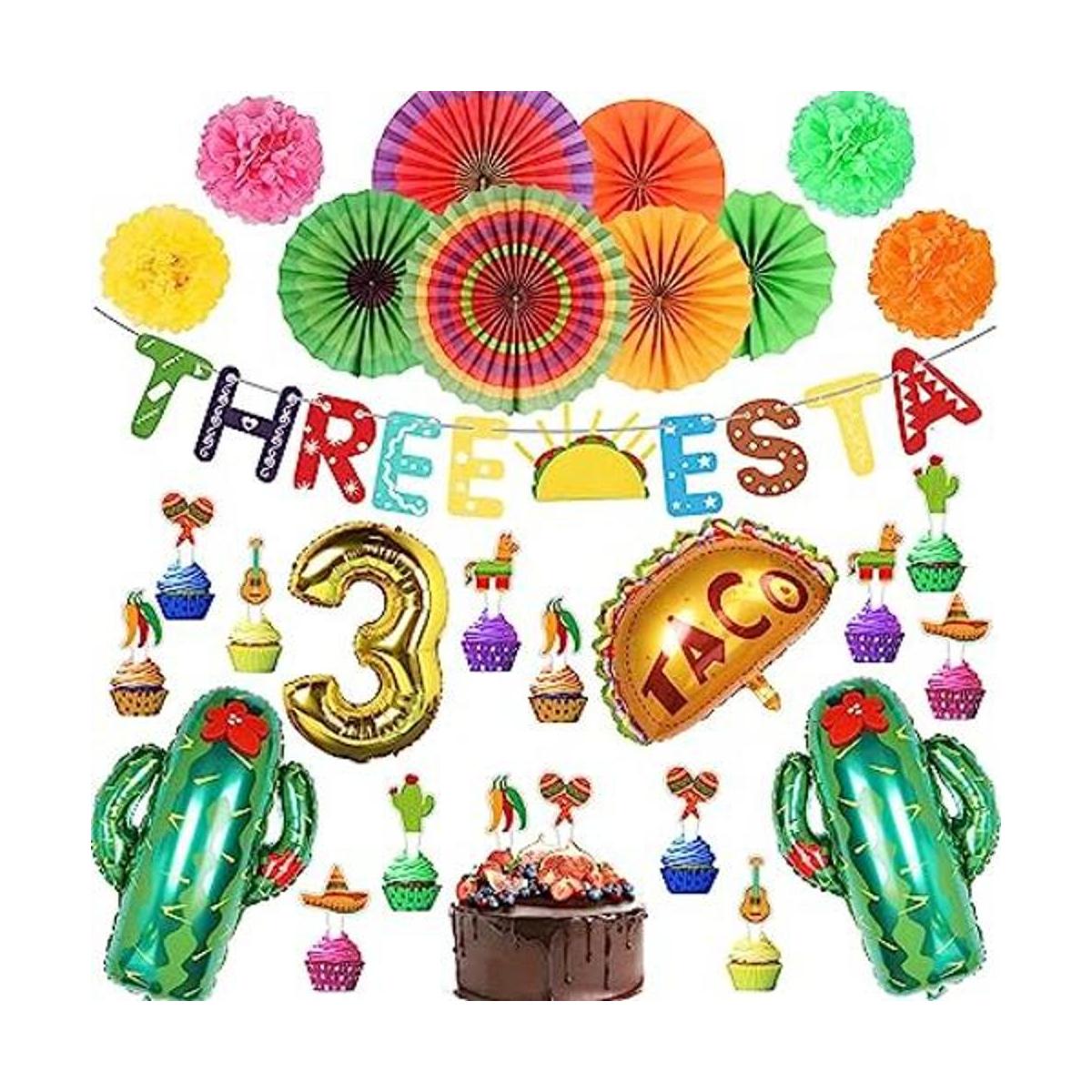 Decoración mexicana de tercera fiesta de cumpleaños