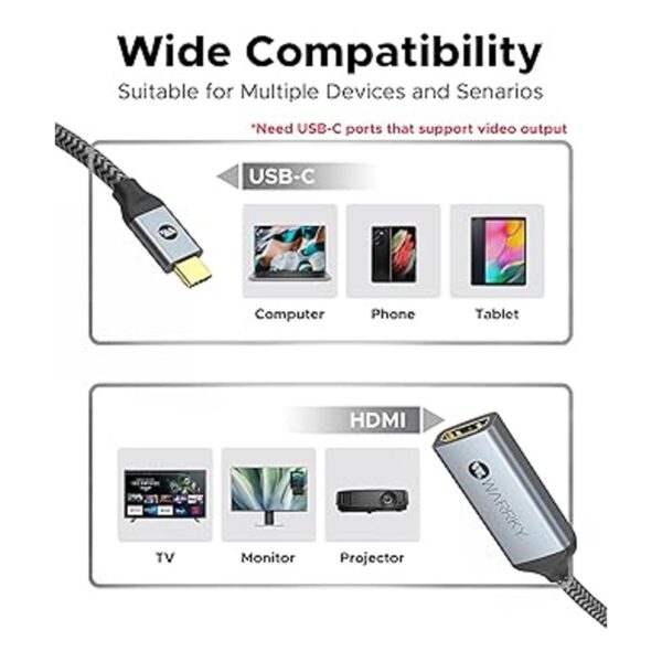 Adaptador USB C a HDMI 4K WARRKY conector chapado en oro_6