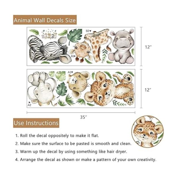 Yovkky Calcomanías de pared de animales de safari para_2