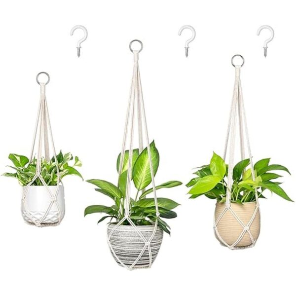 Dahey Juego de 3 perchas para plantas de macramé con_1