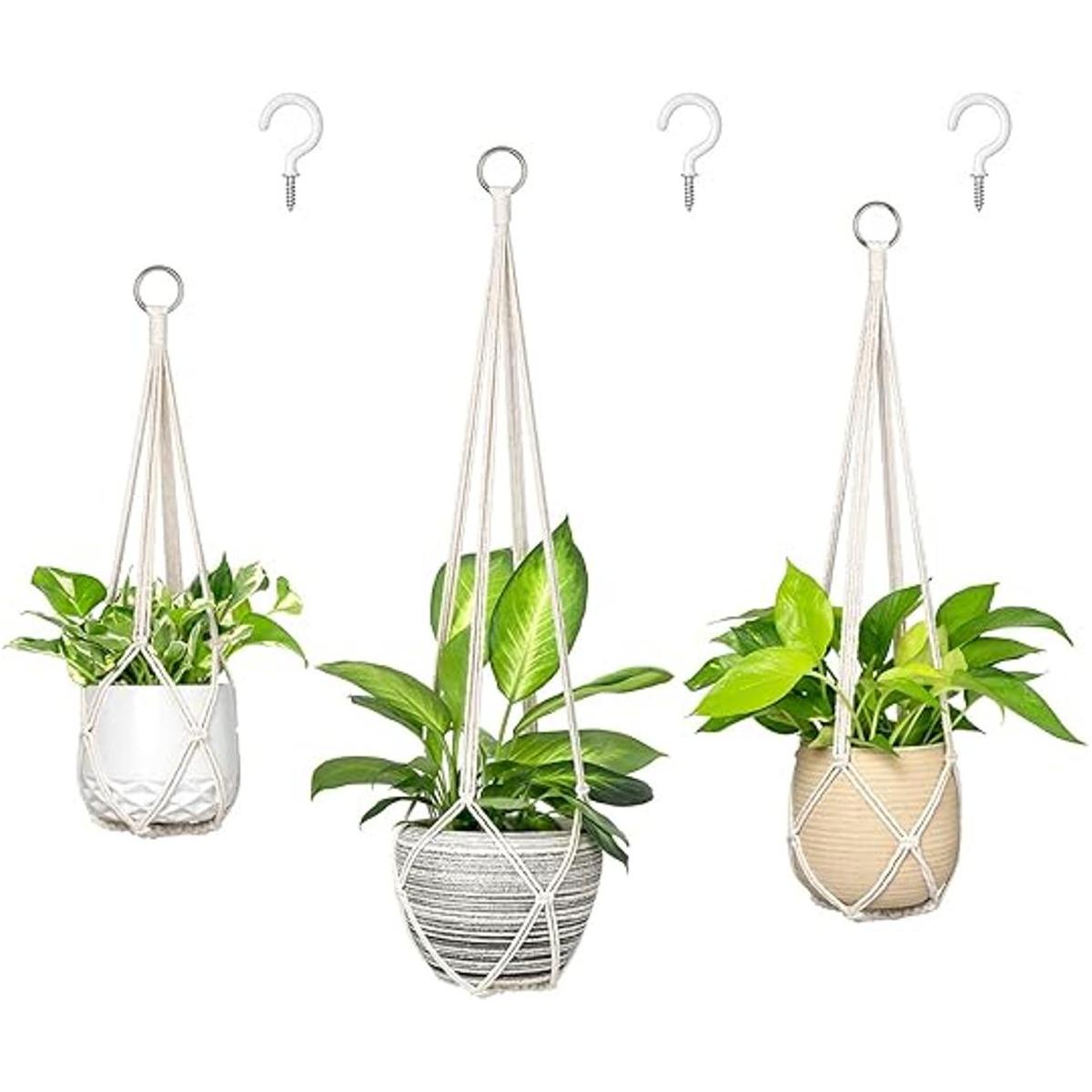 Dahey Juego de 3 perchas para plantas de macramé con