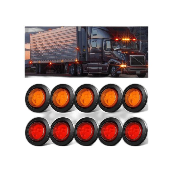 Paquete de 10 5 ámbares 5 rojos luz LED redonda de 2_1
