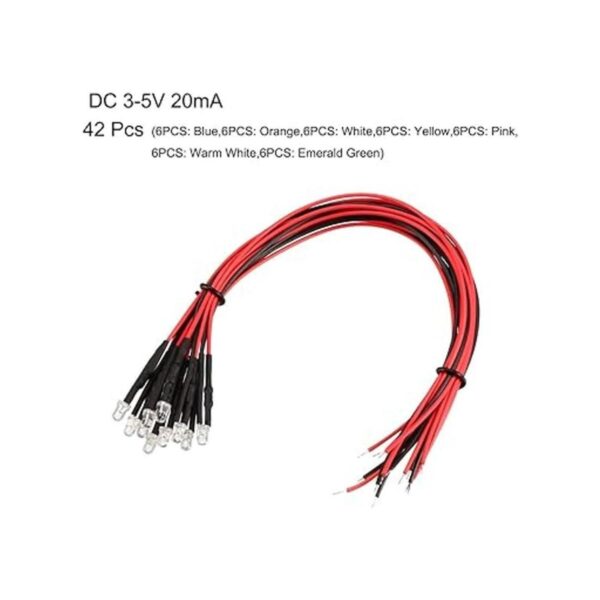 uxcell 42 luces LED precableadas de 0.118 in de color