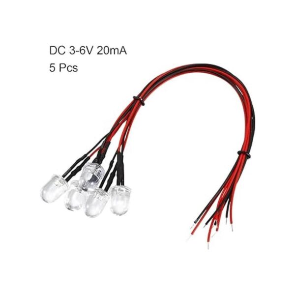 Uxcell 5 piezas de 0.394 in con cable LED rojo DC36 V_2