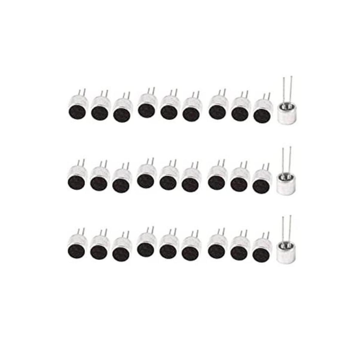 30 Pcs Electret Micrófono Insertos 6050 con Pines PCB