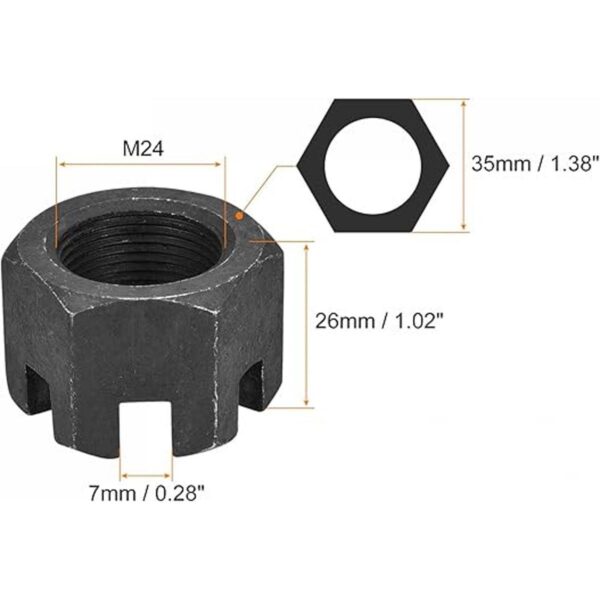 uxcell Tuerca ranurada hexagonal M24x1.0.197 in tuercas_2