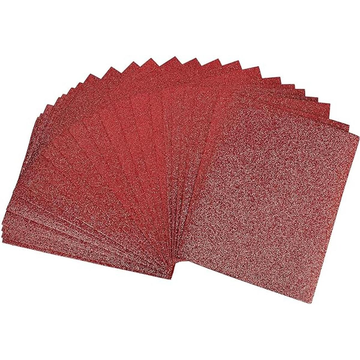 uxcell Hojas de espuma EVA con purpurina roja de 11 x 8
