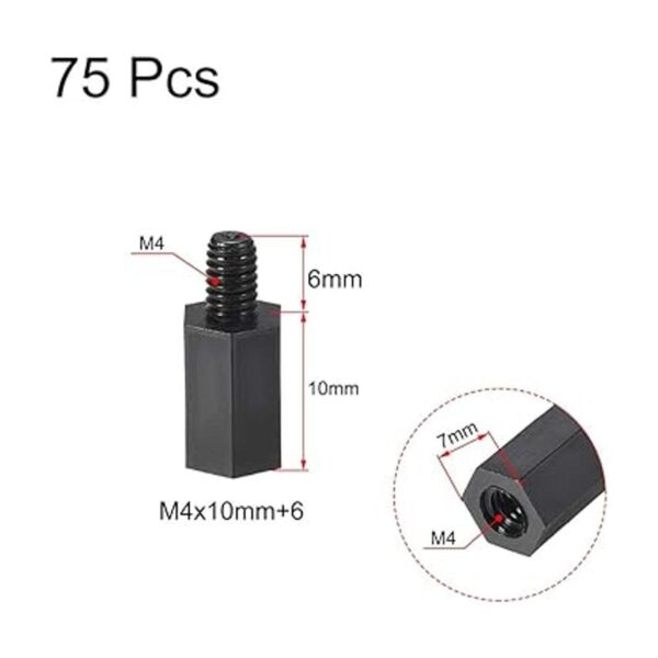 uxcell M4x10mm0.236 in machohembra hexagonal de nylon PCB_2