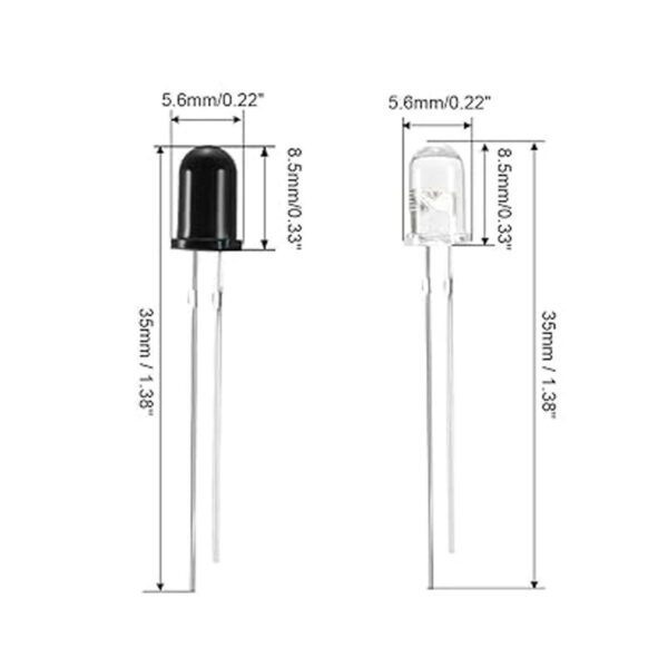 uxcell 50pairs 0.197 in 940nm LED emisor infrarrojo y_4