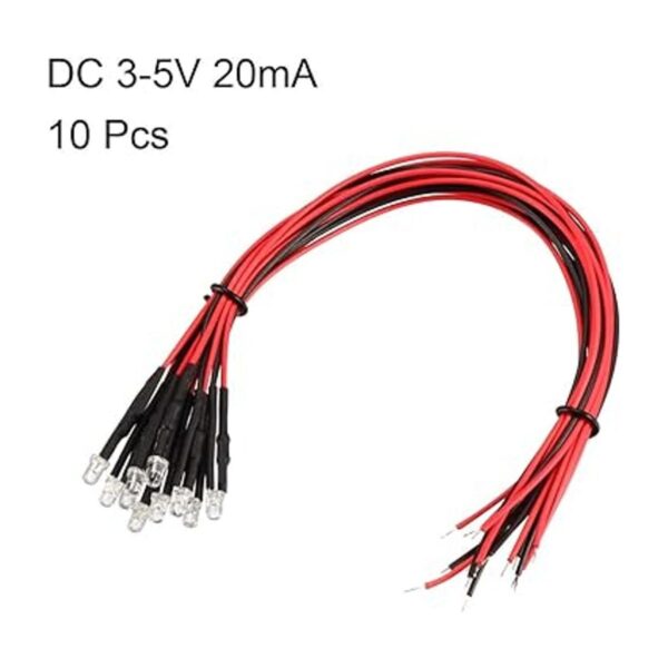 uxcell 10 bombillas LED con cable de 0.118 in luz blanca_2