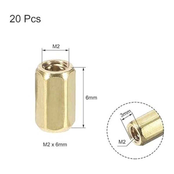uxcell M2x6mm hembrahembra hexagonal latón PCB placa base_2