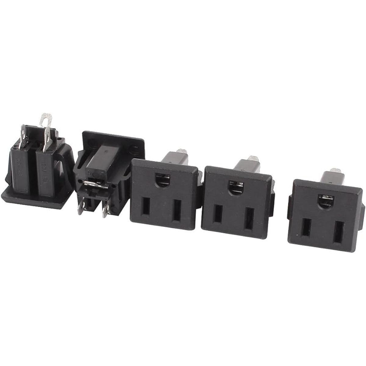uxcell Panel Mount Plug Adapter AC 250V 3 Pin IEC Inlet