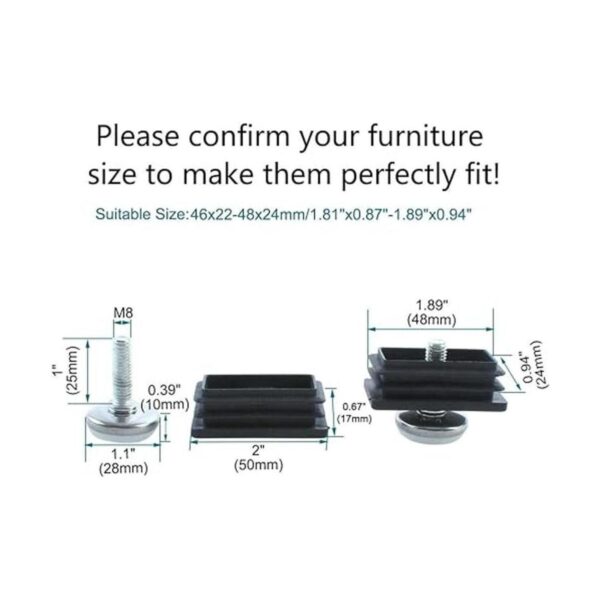 uxcell Kit de inserciones de tubo rectangulares de 0.984
