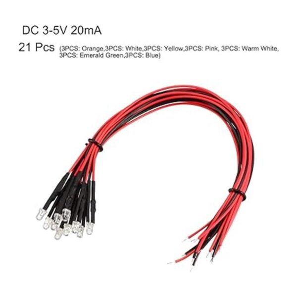 uxcell Diodo de luz LED precableado de 0.118 in