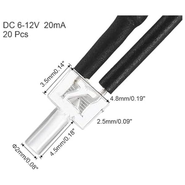 uxcell 20 bombillas LED con cable de 0.079 in luz blanca_2